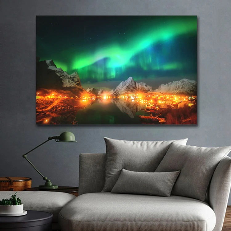 High Quality Northern Lights Home Decor Led Canvas Picture With Led ...