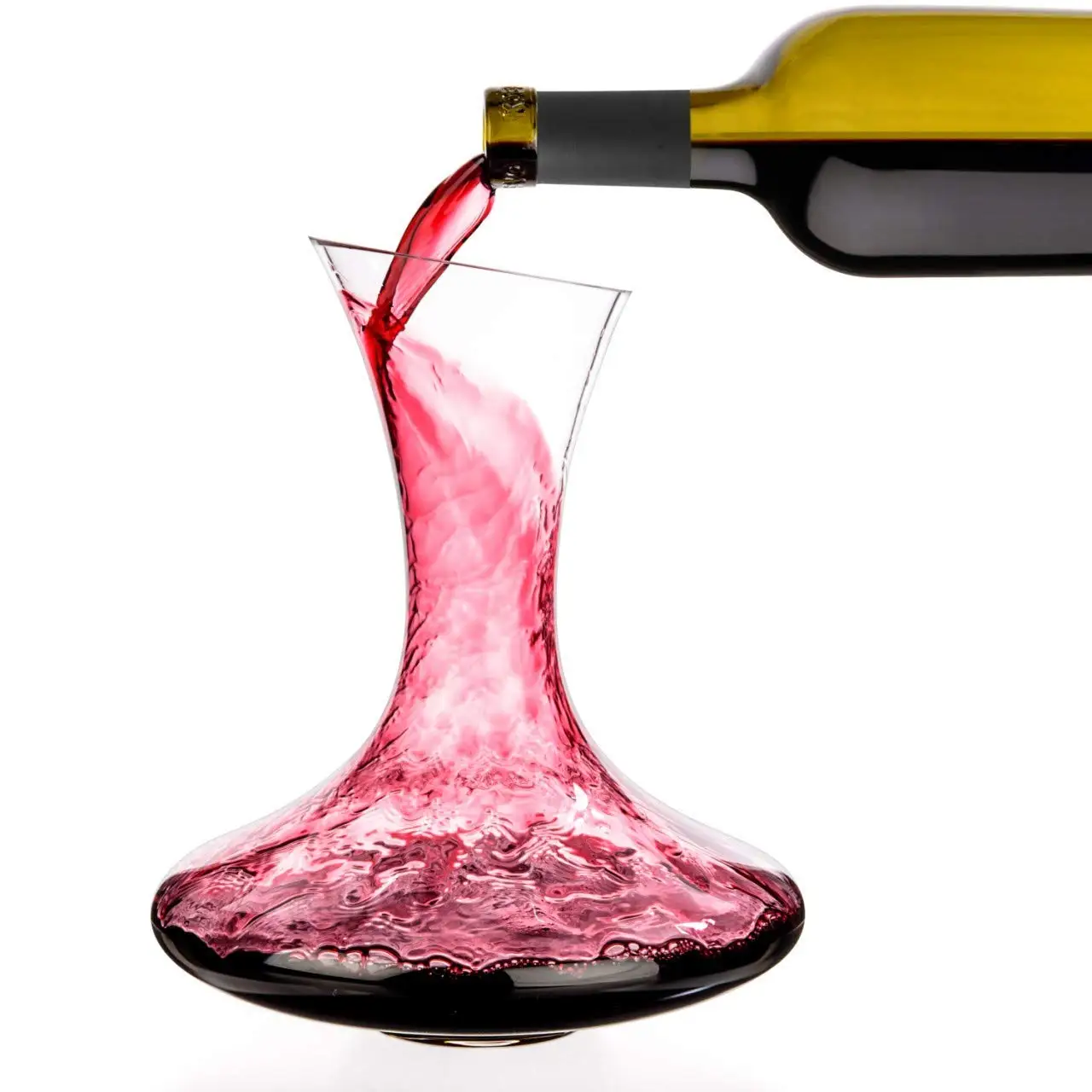 Luxbe - Wine Decanter 54-ounce - 100% Hand Blown Lead-free Crystal Glass - Sturdy Red Wine Carafe Pitcher Aerator Pourer