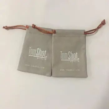 Logo Printed Grey Cotton Jewelry Pouch Canvas Gift Bags In High Quality Mini Bag Logo Printed Grey Cotton Jewelry Pouch Canvas Gift Bags In High Quality Mini Bag