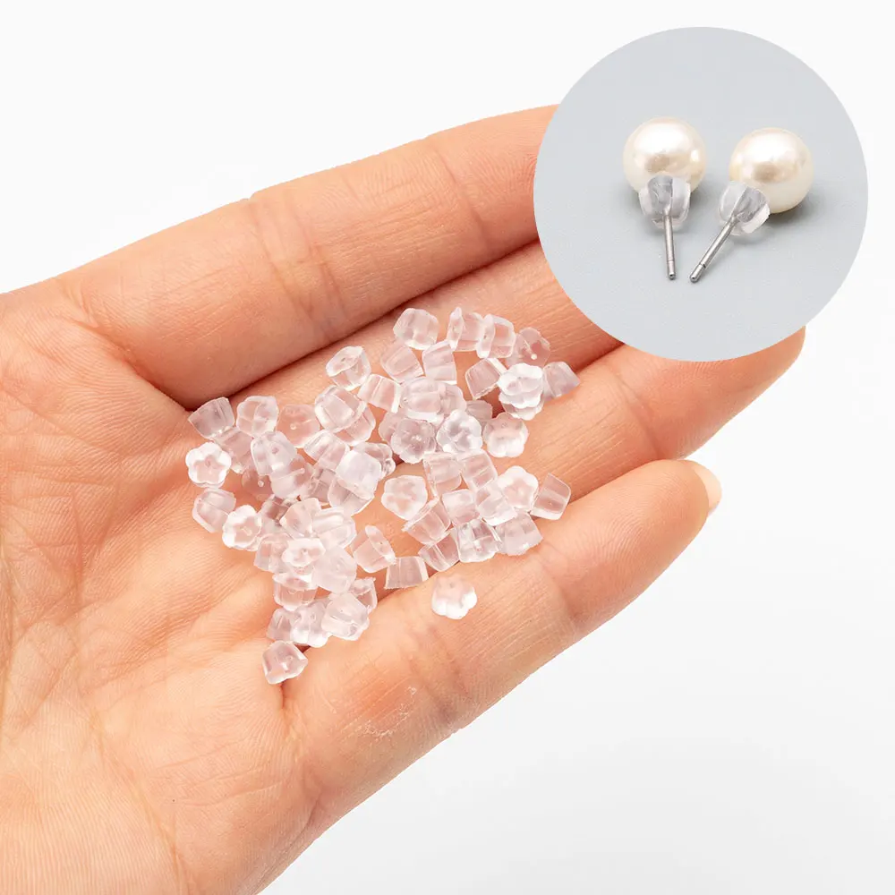 1000PCs Clear Rubber Earring Backs Clutch Bullet Stoppers Ear Post Nuts Jewelry