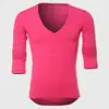 XXL Long Sleeve Men T Shirts V Neck Slim Fit Cotton Blend Stylish Casual Basic Tees Shirts Tops Wholesale Custom Suppliers