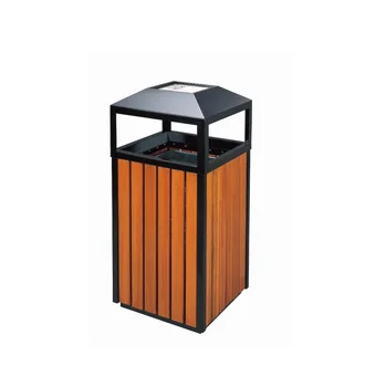 Outdoor Wooden Recycling Park Garbage Can Trash Bin Trash Can