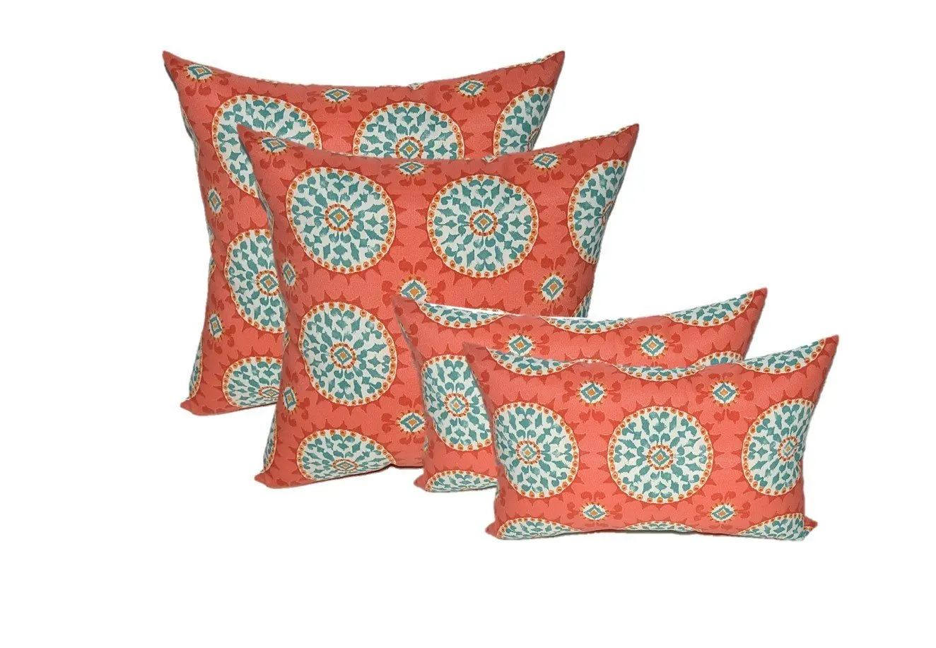 Set Of 4 Indoor Outdoor Pillows 17 Square Throw Set Of 4 Indoor Outdoor Pillows 17 Square Throw Rectangle Lumbar Decorative Red C Turquoise Sundial In