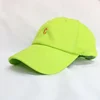 Fluorescent Green Dad Hat With Simple Embroidery C Letters Unstructured Baseball Caps