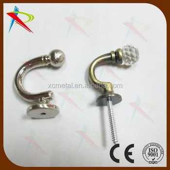 End Crystal Ball Metal Curtain Tie Back Hooks Drapery Holder