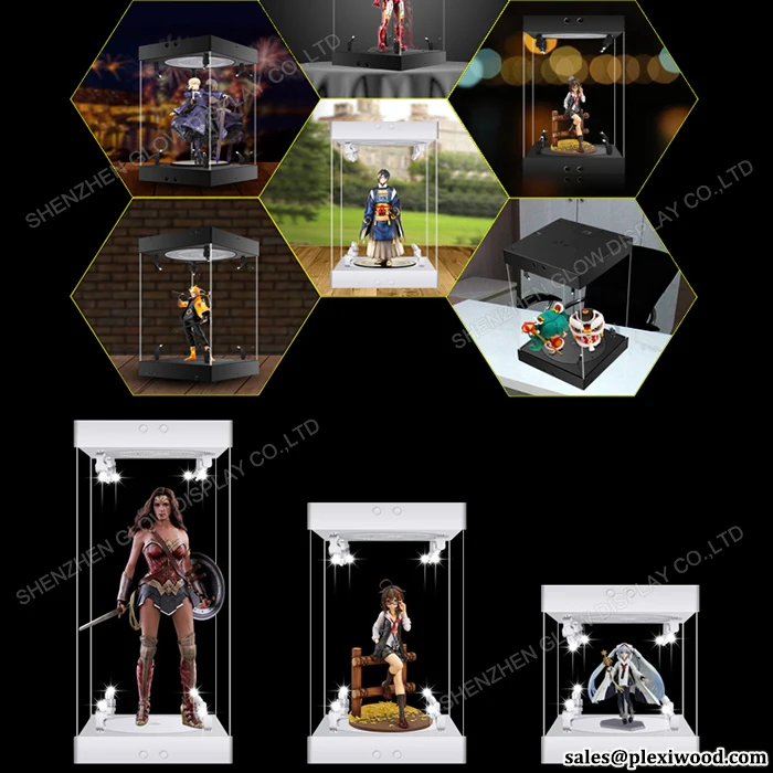 Led Lighted Acrylic Display Case For 12 Inch Figure 1/6 Scale