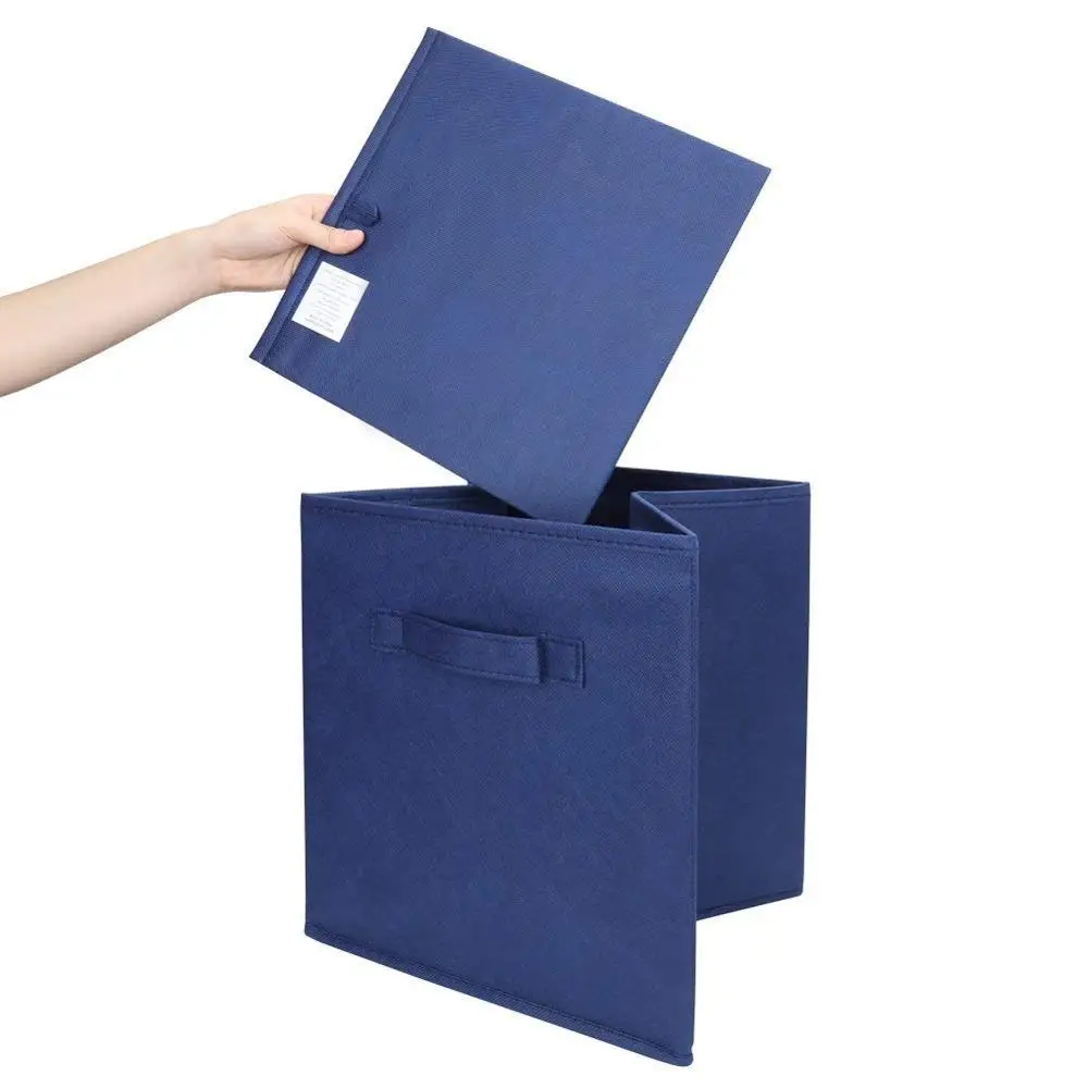 Foldable Fabric Cube Cloth Canvas Cubby Collapsible Decorative Storage