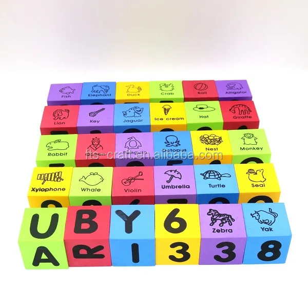 Numbers & Pictures with Bonus Mattys Toy Stop Storage Bag 30 PCS Deluxe 2 EVA Foam Colorful Building Blocks Featuring Abcs 
