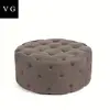 Nightclub round waiting room button tufted pouf fabric ottoman,round seat stool