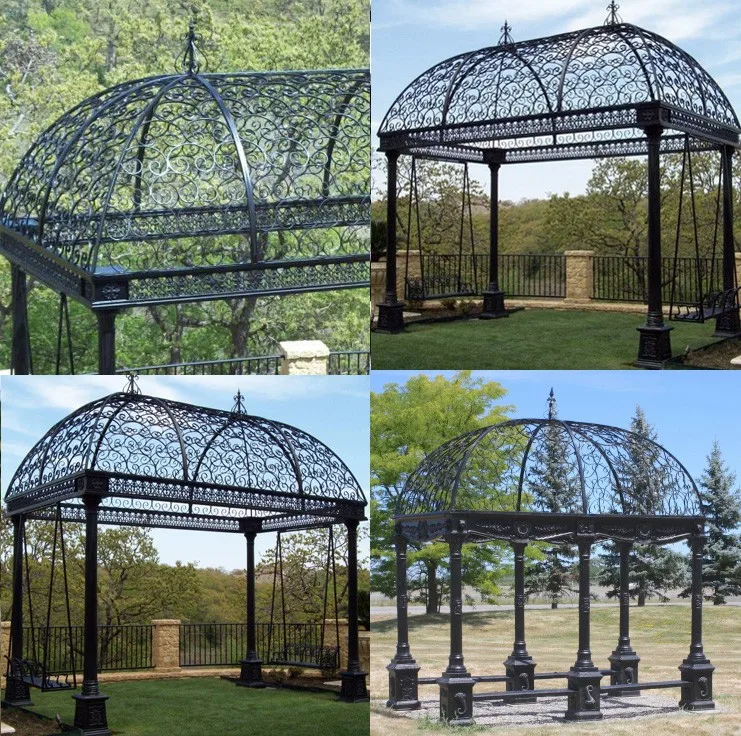Outdoor Decorative Wrought Iron Pavilion Oblong Gazebo With Swings Buy Decorative Iron Gazebo