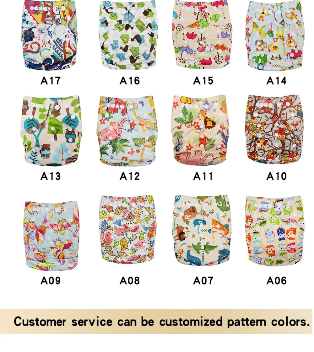 Oem Cute Baby Print Cloth Diaper Pocket Cloth Diapers Reusable Washable