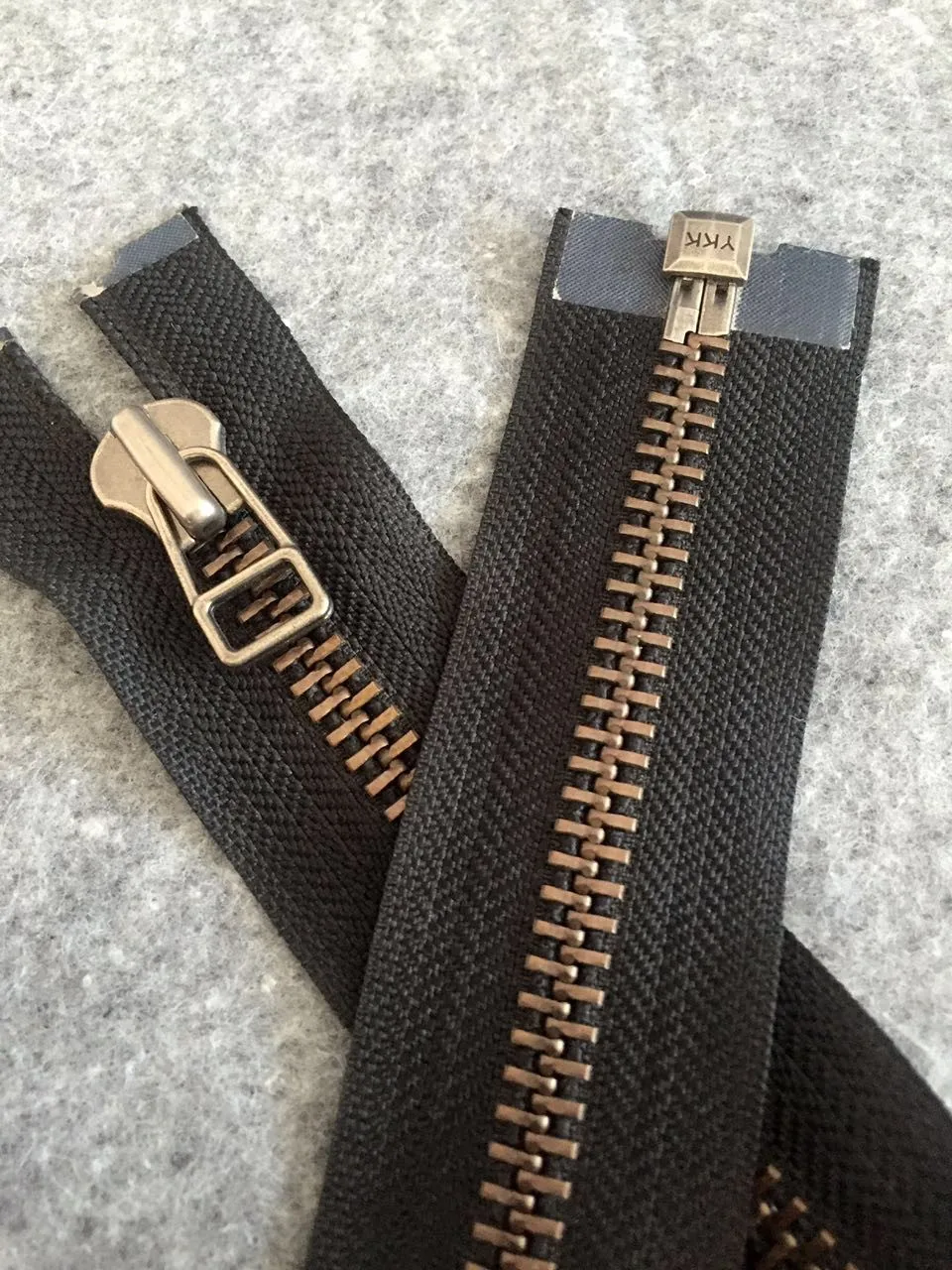 Bronze slider zipper