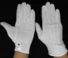 3 lines on back coton white gloves plastic snap Military parade gloves