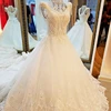 LS81201 vintage lace high neck sheer organza overlay wedding dresses bridal dress bridesmaid gowns
