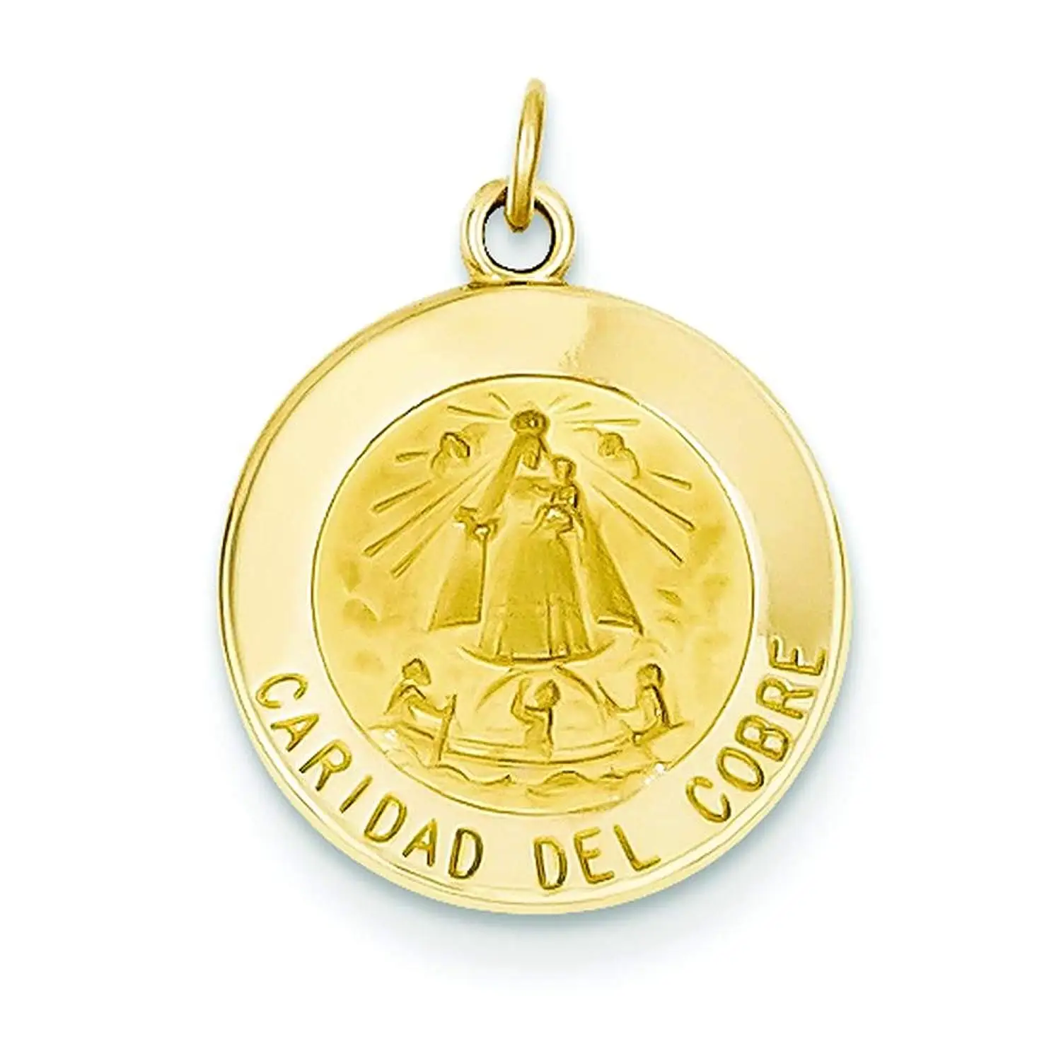 14K Yellow Gold 12.14x12.09mm Caridad del Cobre Medal