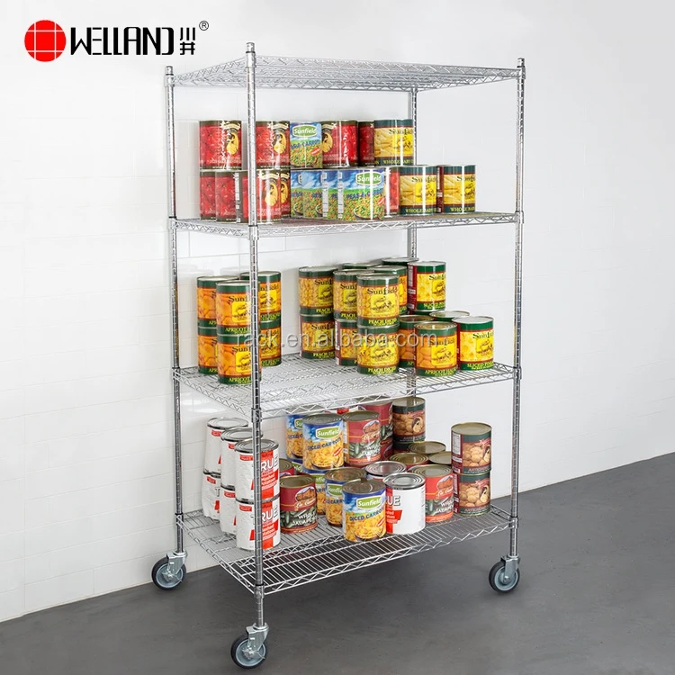 4 Layers Adjustable Sliding Glossier Customizable Wire Shelf For Sale