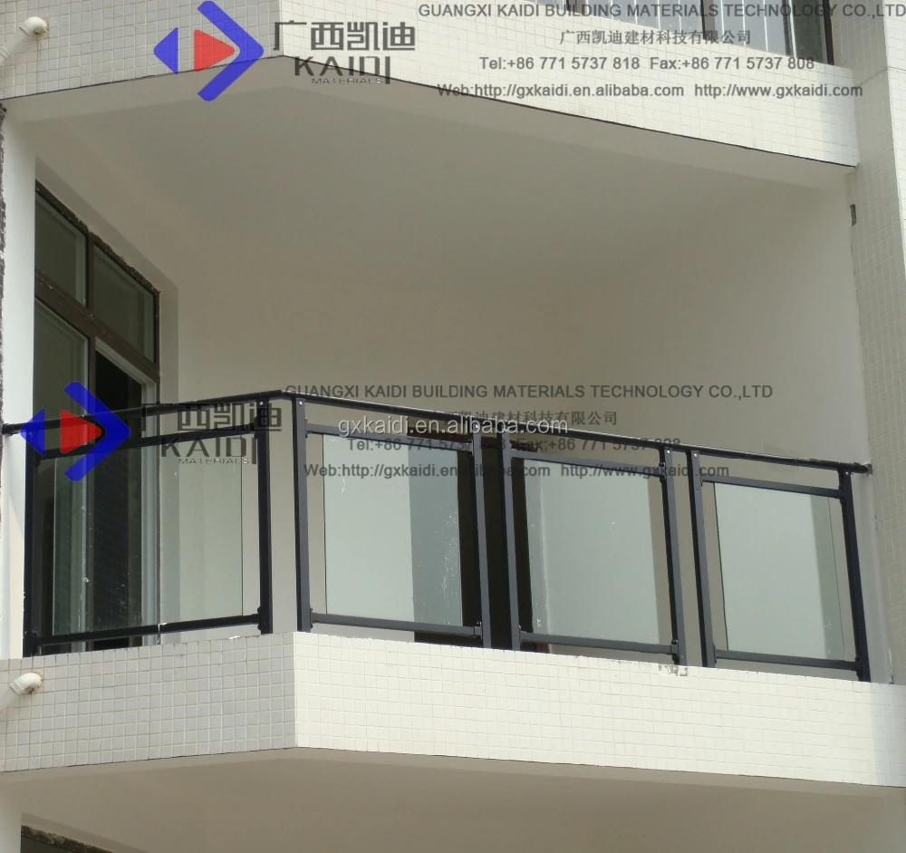 Gepoedercoat gegalvaniseerd staal balkon balustrade glas ...