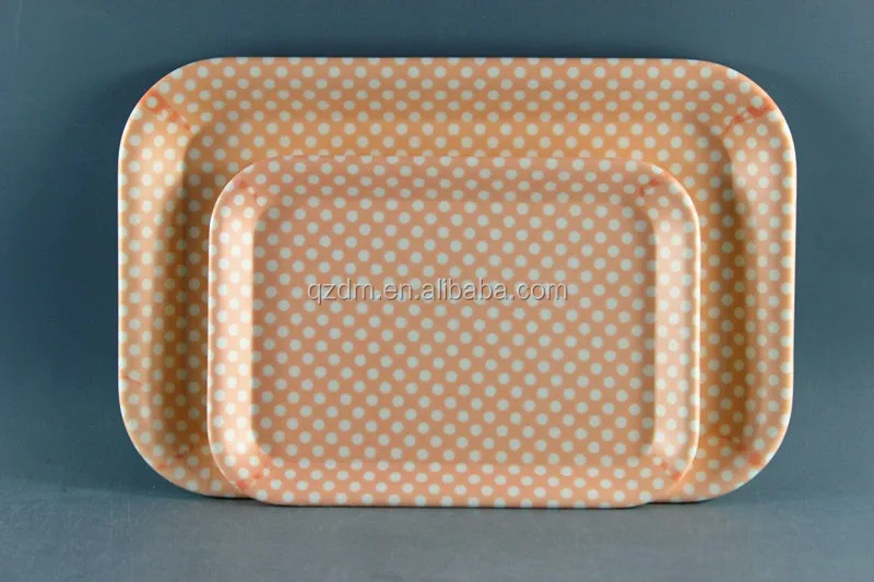 Set Of 2 Melamine Rectangle Trays Square Trays With Non-Slip Surface