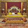 Latest italian antique solid wood gold color royal furniture baroque bedroom with bench