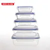 Hot selling classical rectangle vented lids glass food storage container kitchen for sale