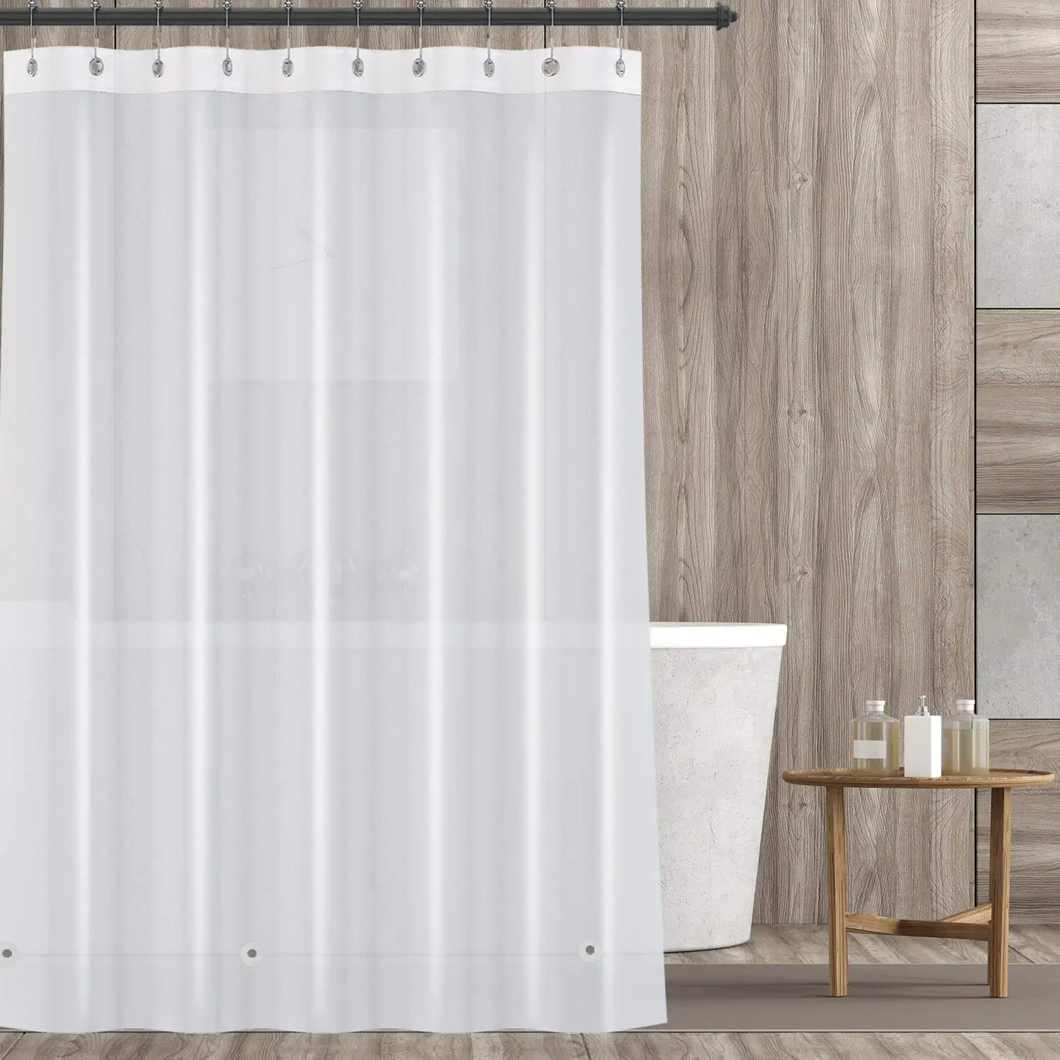 No Chemical Smell-Rust Proof Metal Grommets-72x72 Clear YINENN Shower Curtain Liner with 12 Metal Shower Hooks,Heavy Duty PEVA 8G Mildew and Stain Resistant,Anti Bacterial,Waterproof,Nontoxic