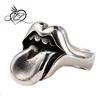 316l Cool 316L Stainless Steel Sliver Black Length Tongue Biker Ring