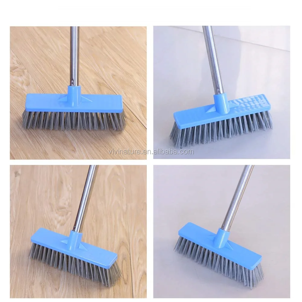 Floor Scrub Brush With Adjustable Long Handle,Multiangle Stiff Bristle