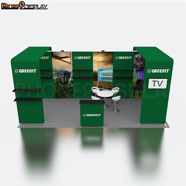 Custom Design Portable 10x20 Trade Show Booth With Shelves 