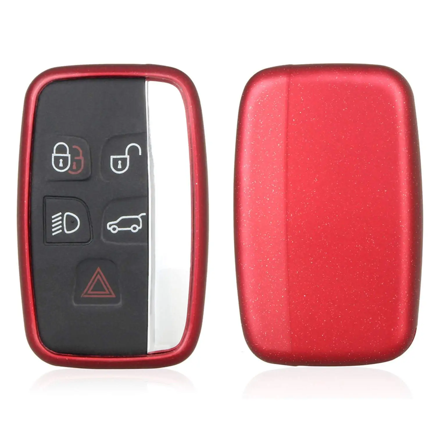 M.JVisun TPU Soft Silicone Case Cover Protector Shell For Jaguar Key Fob, Car Remote Key Fob Case For Jaguar XE Jaguar XF Jaguar XJ Jaguar F-PACE Jaguar F-TYPE Fob Remote Key With Keychain - Red