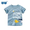 Factory drop shipping high quality round neck children t shirt with funny fish print