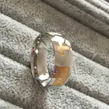 large size 8mm 316 Titanium Steel 18K white yellow gold plated jesus cross Letter bidle silver wedding band ring men women