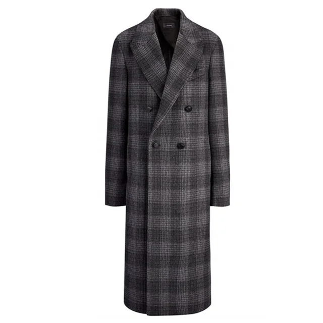 OEM Service Fleece Check Elegant Long Women's Coat