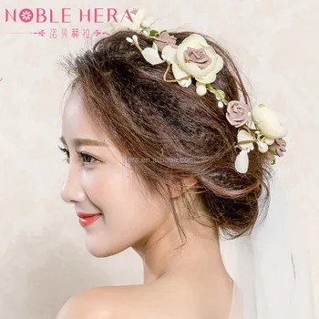 Retro Turkish Hair Accessories Bridal Fabric Flower Wedding Veil And