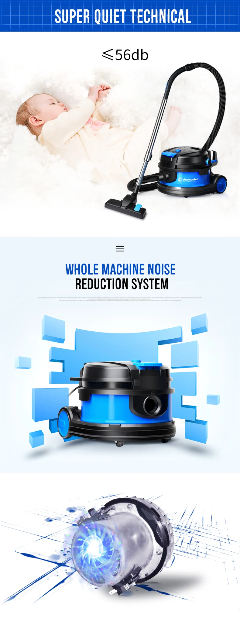 Vacmaster 1200w/900w High Suction With Super Quiet Motor 10l Silent