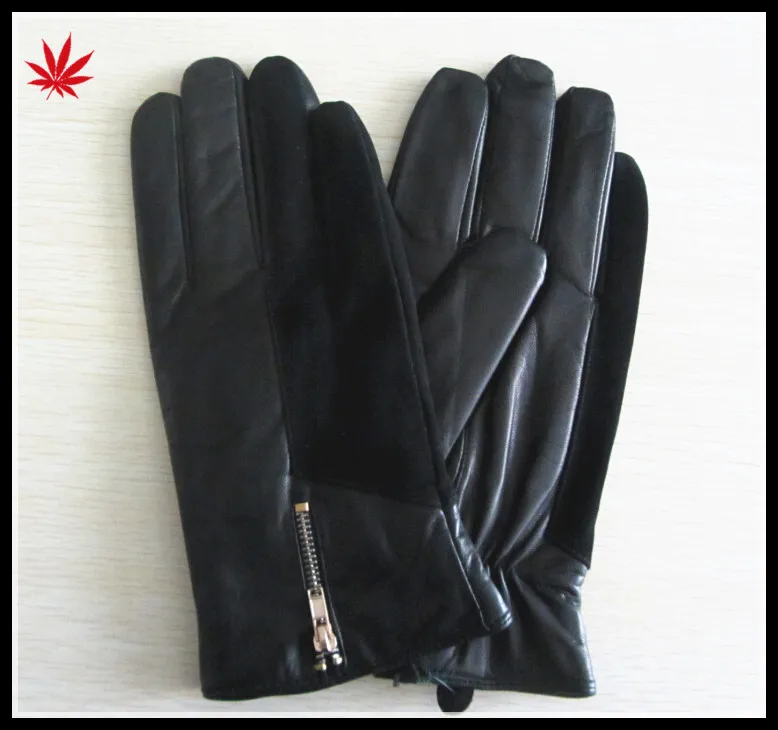 fashion Men's PU leather Gloves / Driving Gloves with zipper