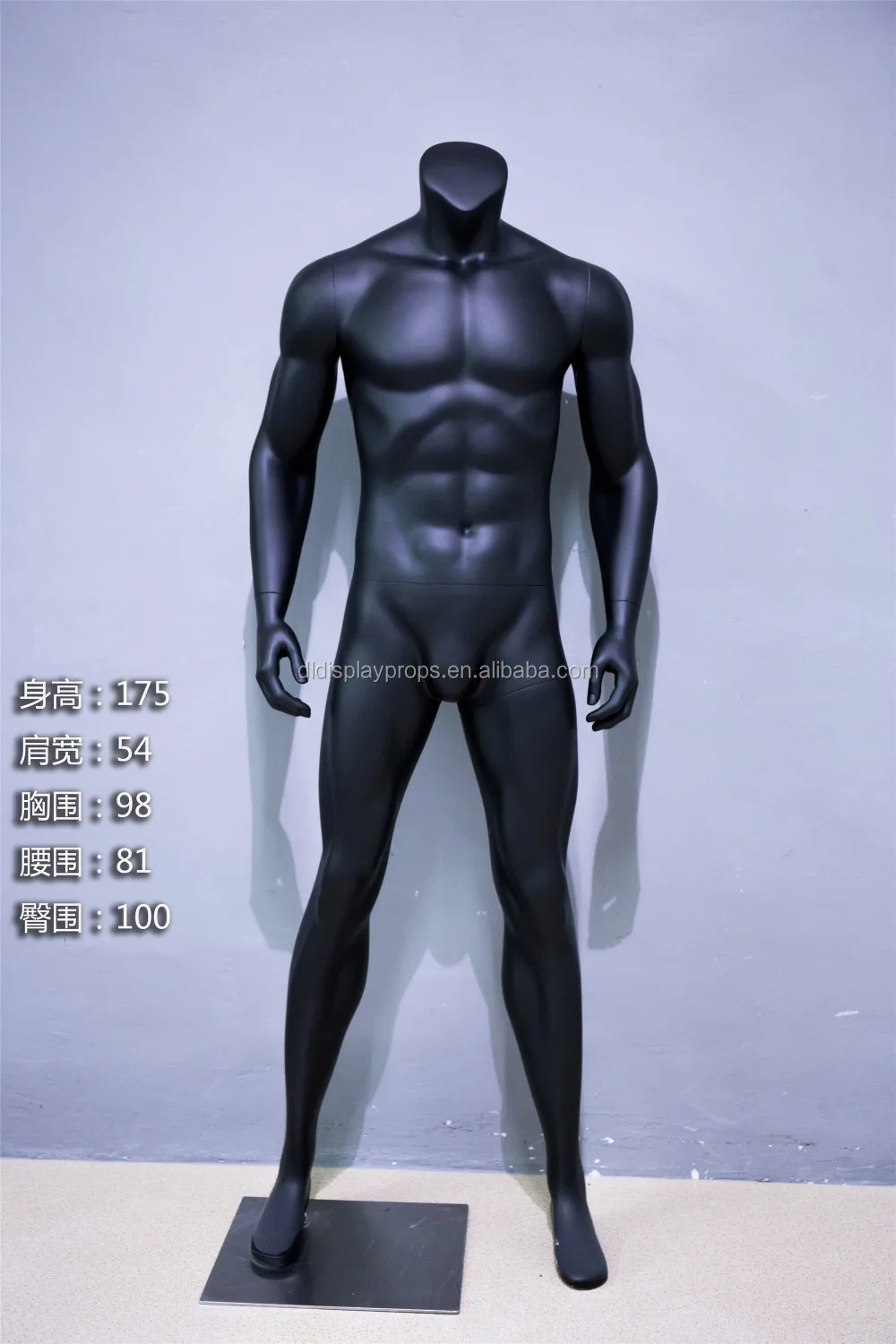 无头站立玻璃纤维全身男性阴茎运动强壮的大肌肉人体模特