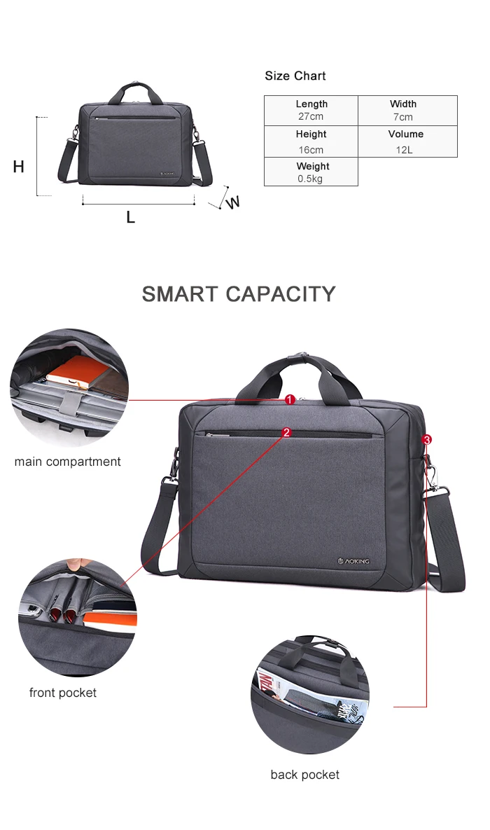 2023 Aoking Classic 13 Inch Nylon Men Shoulder Business College Brand