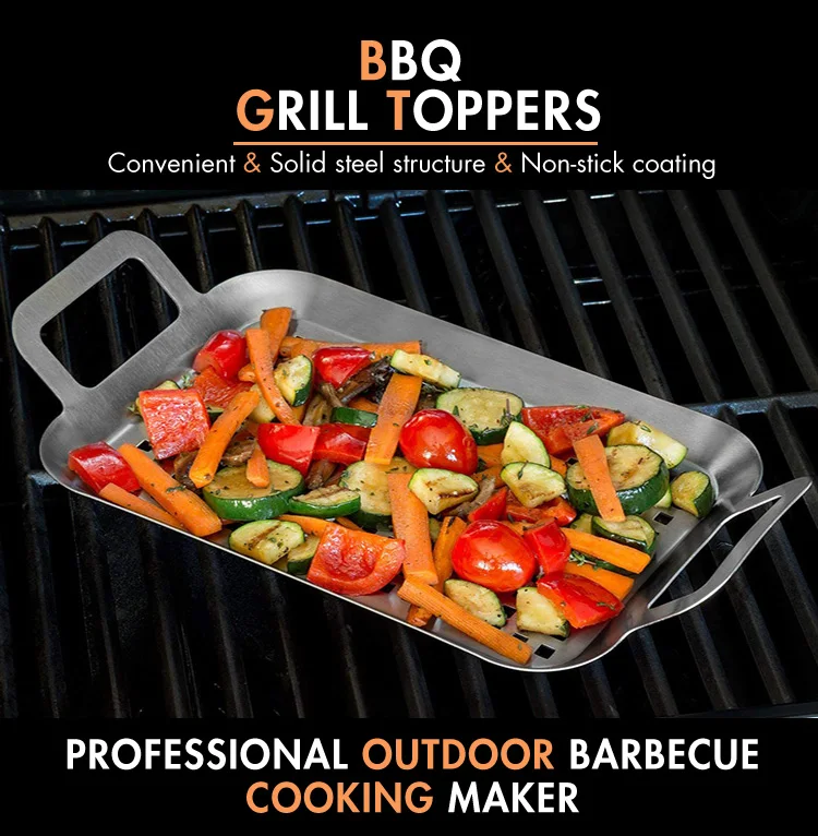Rectangular Vegetable Stainless Steel Bbq Metal Grill Tray Bbq Grill