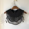 Women Ruffles Fake Collar Ruffle Lapel Blouse Detachable Dickey Collars Faux Garment Accessories Black
