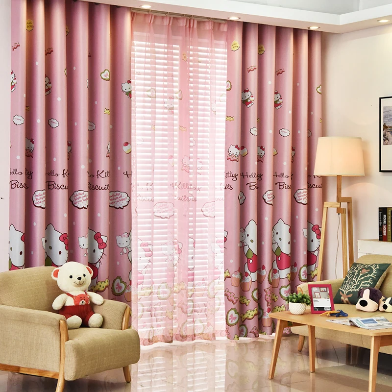 High Quality 1pc Pink Hello Kitty Printed Sliding Blackout Window