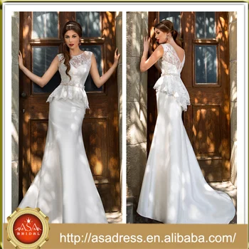 C07 Two Piece Lace Bodice Bridal Wedding Gown With V Cut Low Back
