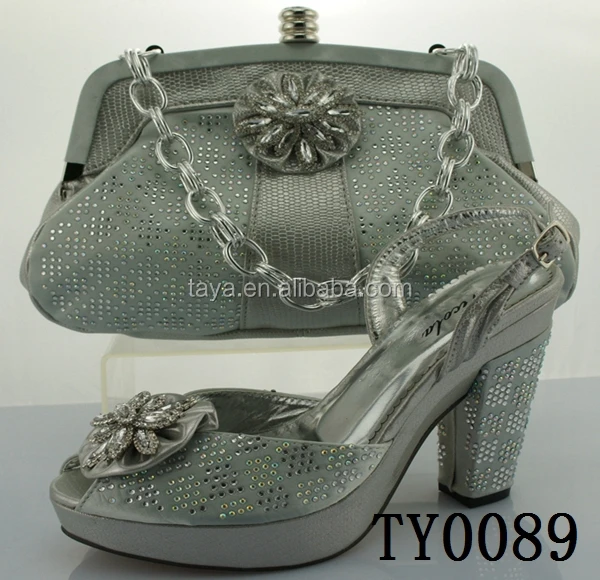 silver shoes and bag to match for wedding