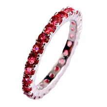 WY 2016 Women New Fashion Party Jewelry Elegant Red Ruby Spinel Silver Ring Size 6 7