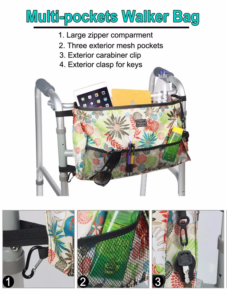 Wholesale Multi Pockets Walker Bag Disability Equipment Wheelchair Storage Bags Scooter Pouch 43