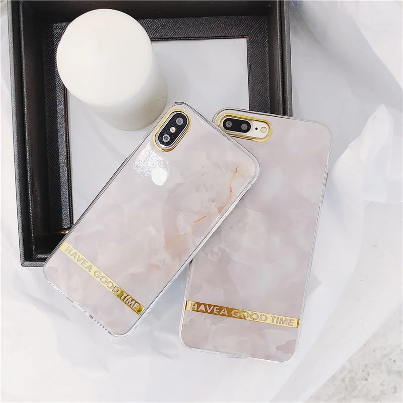Luxury Contracted Golden Bumper Marble TPU Phone Case For iPhone X 7 8 Plus