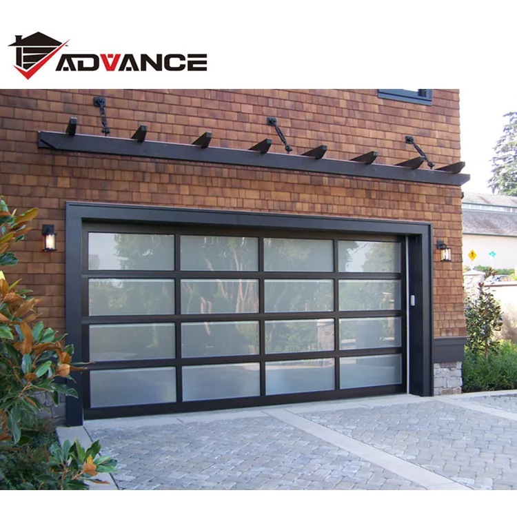 원격 제어 전기 전체 판매 자동 알루미늄 프레임 슬라이딩 단면 강화 유리 또는 pc 유리 16x8 유리 차고 도어