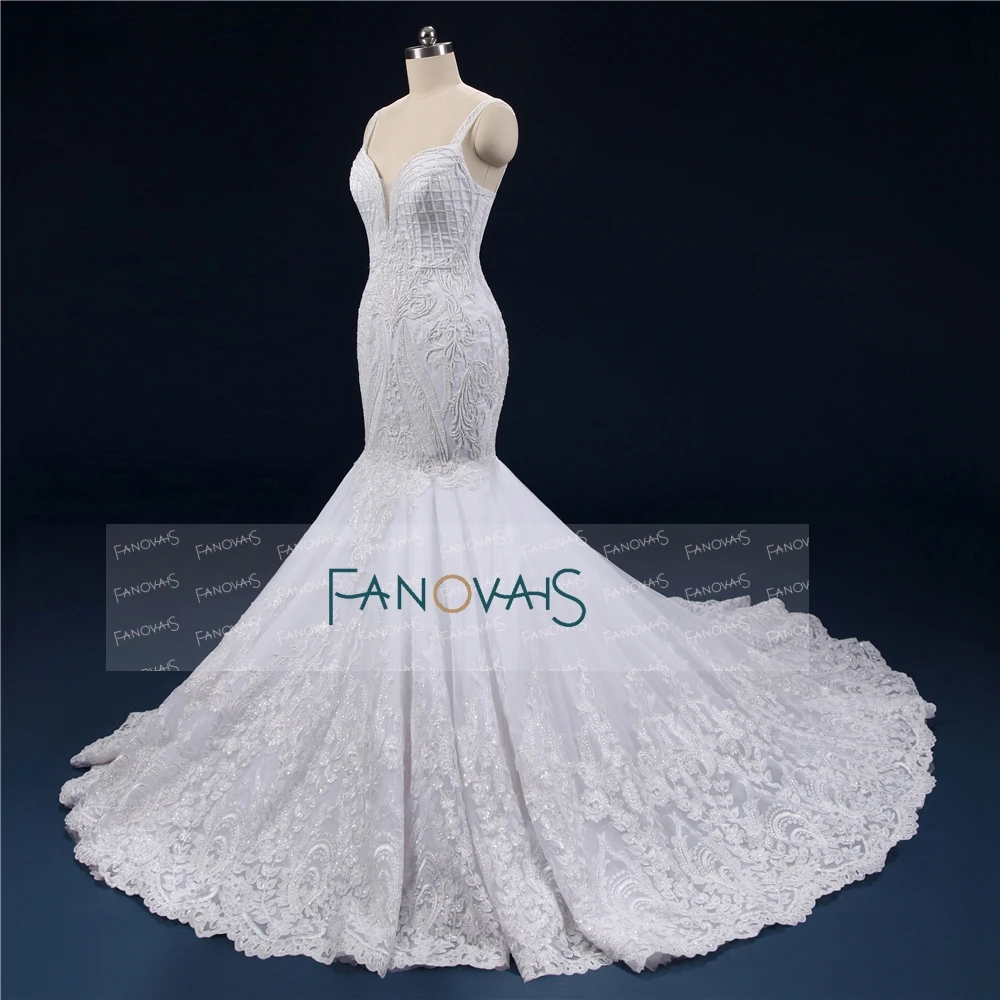 Aswy26 Luxury Heavy Beads Work Mermaid Wedding Dress Bridal Gown