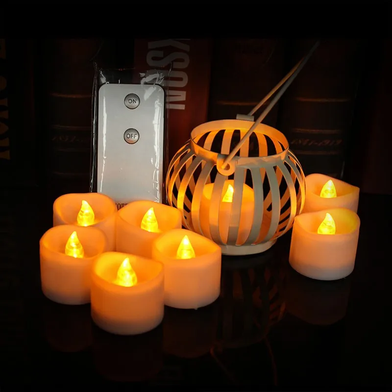 Yellow Remote Candles,Led Flameless Tea Lights Candles With Remote