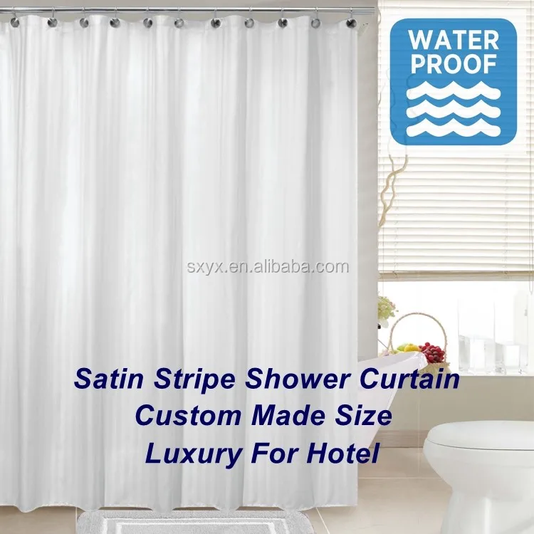 Microfiber Satin Stripe Fabric Shower Curtain Liner Water Proof Hotel