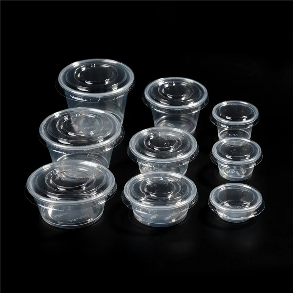 10/20/30Pcs 25ml Small Plastic Round Cups Takeaway Sauce Cup Food